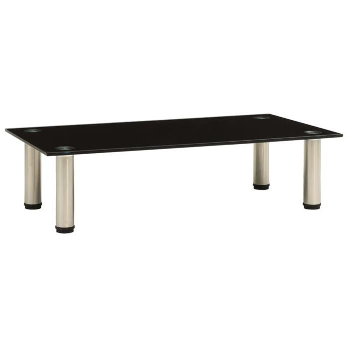 Elégant - Meuble HI-FI Meuble TV Haut de gamme - Banc TV Meuble de salon Noir 60x35x17 cm Verre trempé @218719