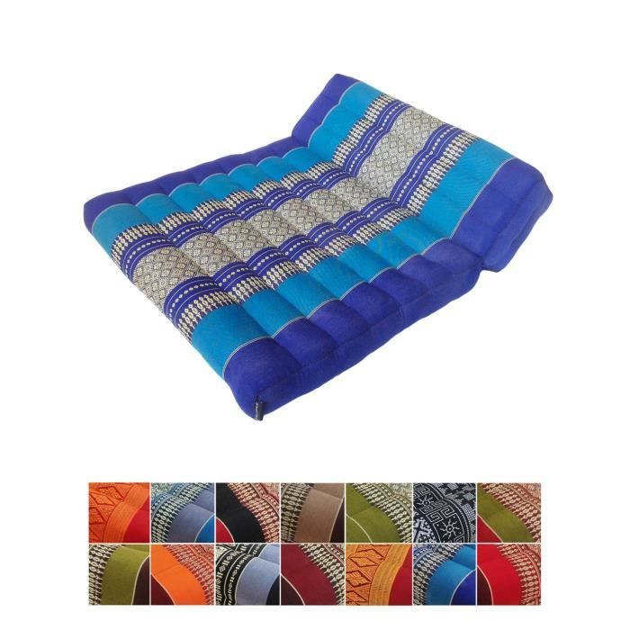 Coussin traditionnel thaï kapok pliable de méditation pour yoga ou Relaxation, Light Blue, Dark Blue