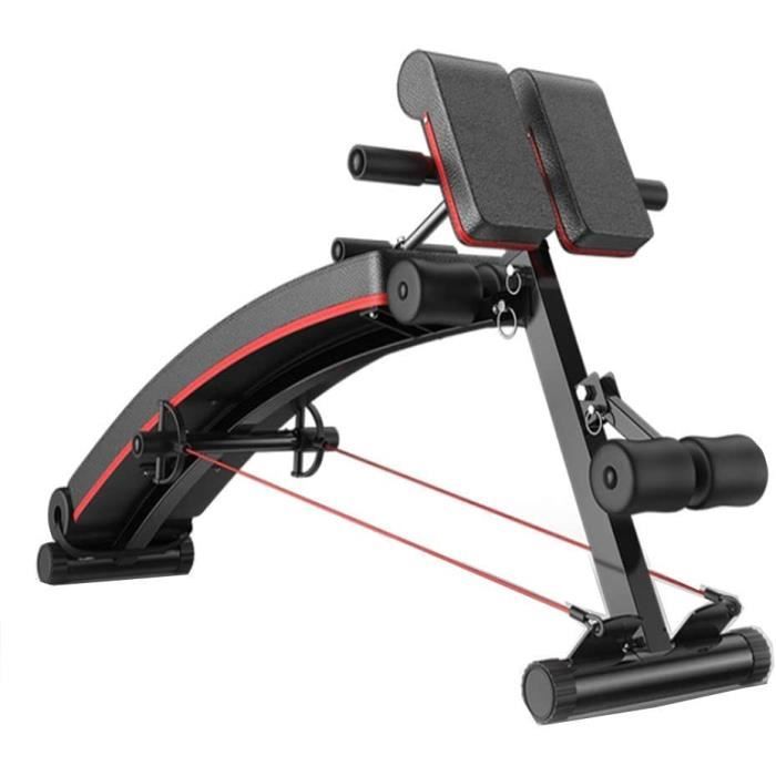BANC DE MUSCULATION YXFF Banc de Musculation abdominaux Pliable Banc Abdos Reacuteglable avec 2 Sangles eacutelastiques Exercice177