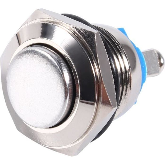 Momentané bouton-poussoir interrupteur à corne pour la sonnerie voiture de bateau étanche - 16mm - argent