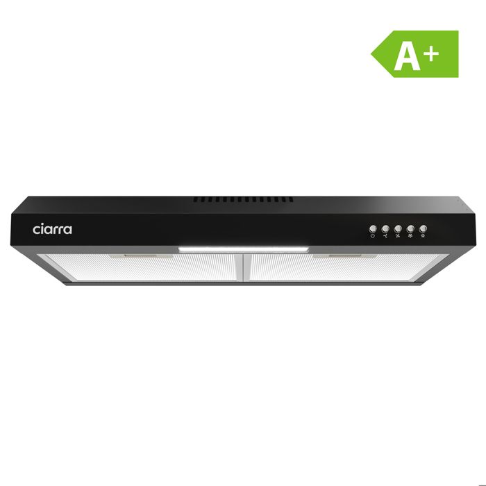 CIARRA Hotte Casquette 60cm 220m³/h 3 vitesses Evacuation&Recyclage Hotte de Cuisine Encastrable Visière Inox & Noir