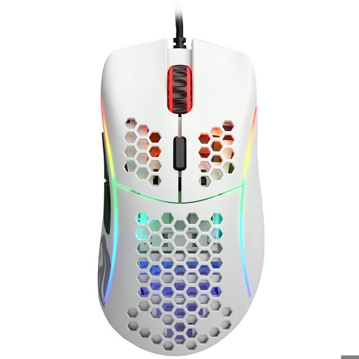 Glorious Model D (Blanc Mat) - Souris gaming - filaire - droitier - capteur optique Pixart PMW3360 de 12000 dpi - 6 boutons -