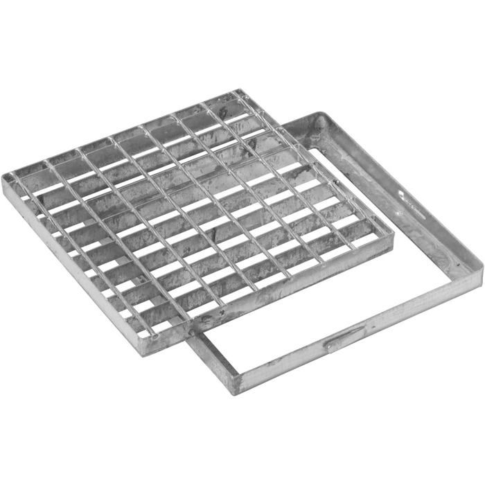 Grille Caillebotis 30 x 30 cm avec cadre en acier galvanisé pour collecteur d'évacuation des eaux pluviales - Jardibric
