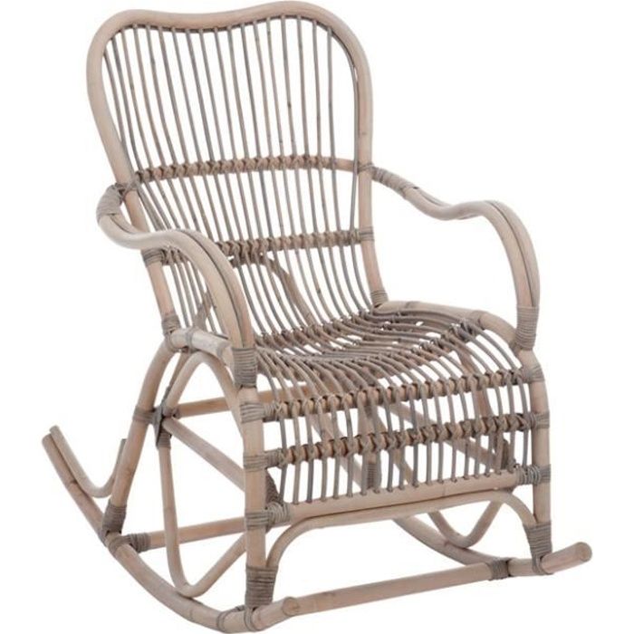Fauteuil à bascule en rotin gris Gris