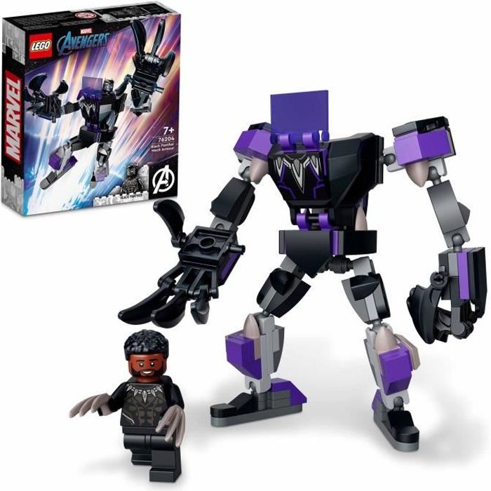 LEGO® 76204 Marvel L’Armure Robot de Black Panther, Set Figurine, Avengers Jouet de Construction pour Enfants +7 ans à Collectionner