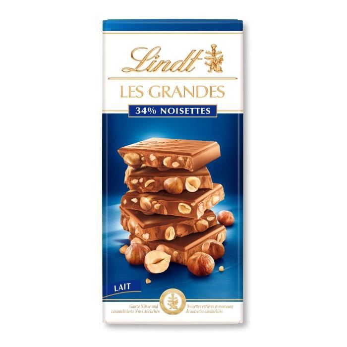 Tablette de Chocolat Lindt Les Grandes Croquant Lait Noisettes - 150G