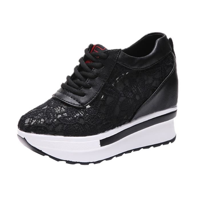 Chaussures de course en maille respirante printemps-été pour femmes, compensées, chaussures décontractées -37