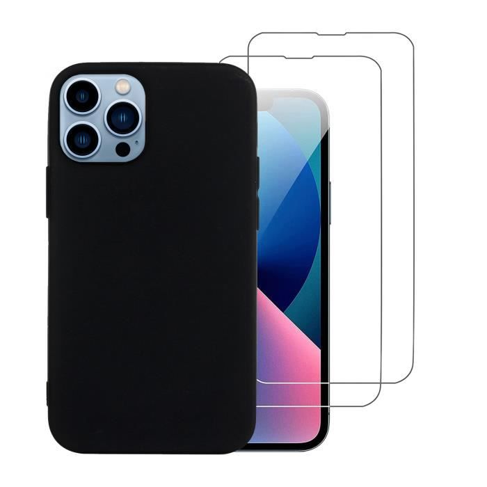 Coque pour iPhone13 Pro Max, Étui Housse Ultra Mince Souple en TPU Silicone,Livré avec film trempé,Noir