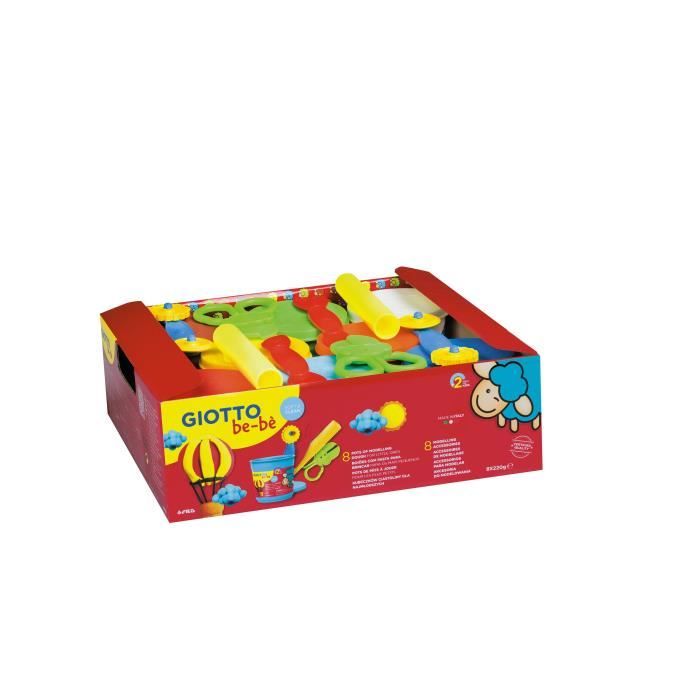 GIOTTO Schoolpack be-bè 8 pots de pâte à jouer 220 g + Accessoires