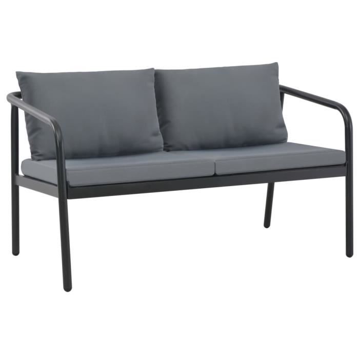 Canapé de jardin Lit de jardin-Mobilier d'extérieur Salon de Jardinà 2 places avec coussins Gris Aluminium