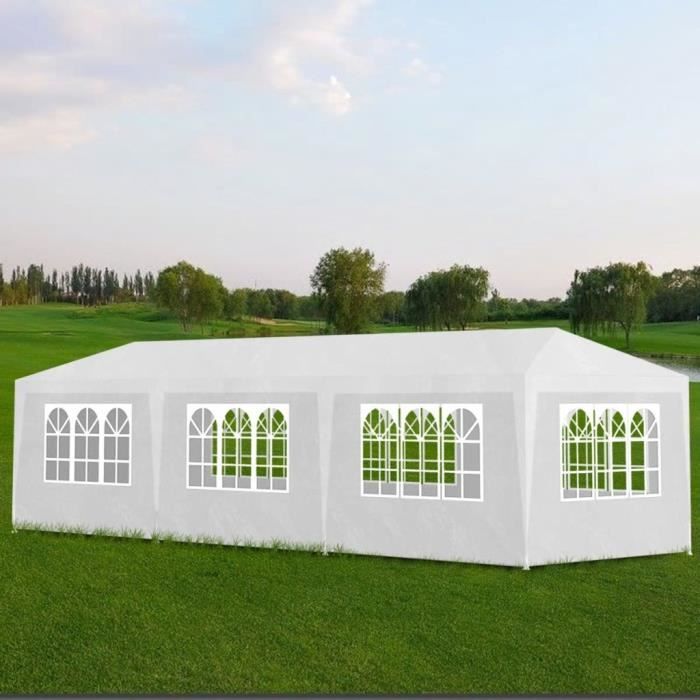 Tonnelle de jardin Tente de réception Chapiteau Blanc 3x9m