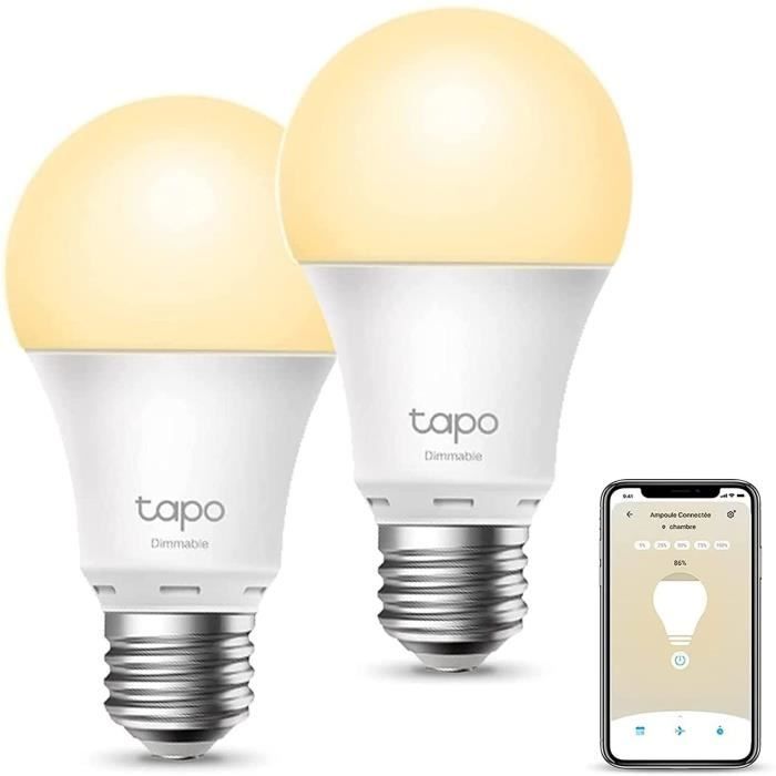 TP-Link Tapo Ampoule Connectée Wifi, Ampoule LED E27 Blanc Chaud, compatible avec Alexa, Google Home et Siri lot de 2 Tapo L510E