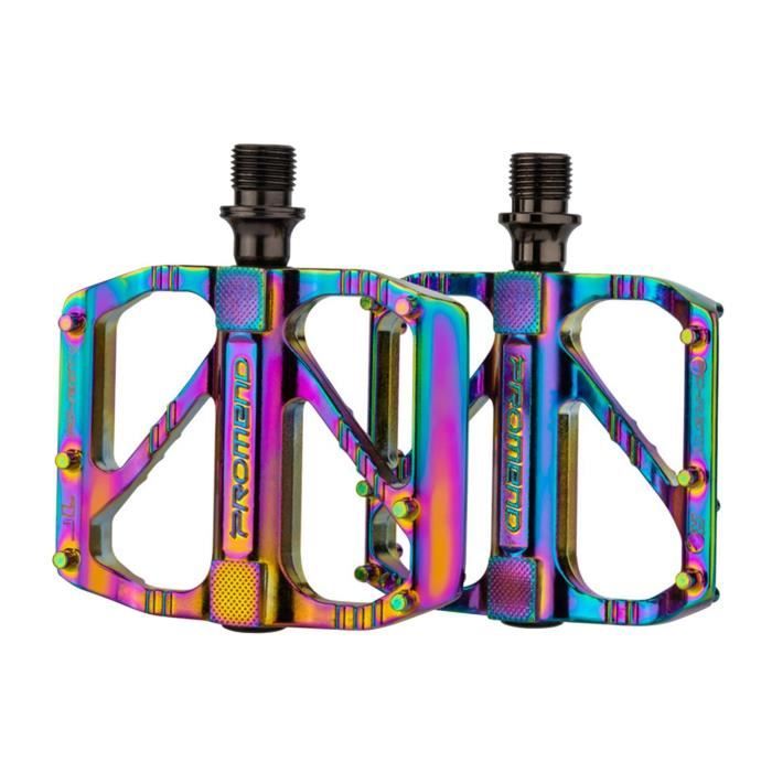 Pédales de vélo de montagne Pédales de VTT colorées Pédales plates de vélo en aluminium 9/16 inch3 roulement léger pour les
