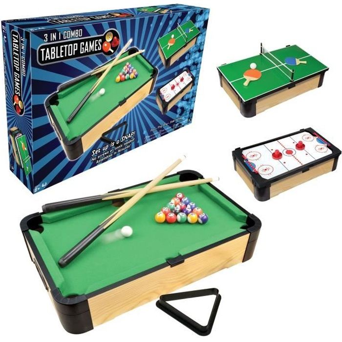 WDK Table de jeux 3 en 1 - 50 x 30 cm