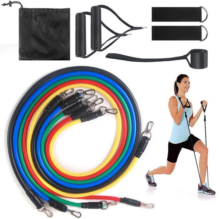 11PCS Set Bande Élastique Fitness Musculation Sport de Résistance Traction Large