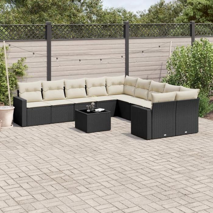 Salon de jardin - vidaXL - 11 pcs - Résine tressée - Coussins confortables - Design modulaire