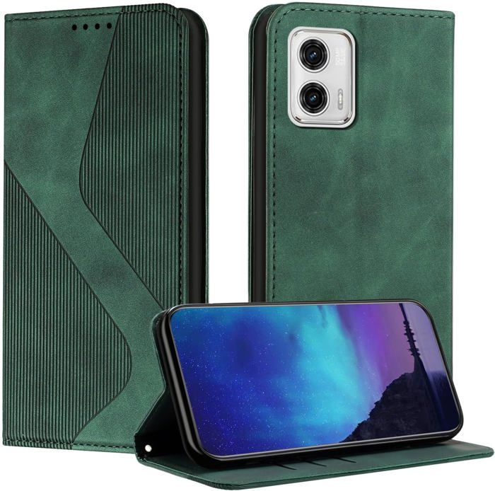 HAOYE Cover Portafoglio Per Motorola Moto G73 5G Con Supporto E Chiusura Magnetica - Custodia In Pelle PU E TPU, Slot Per Carte, Verde