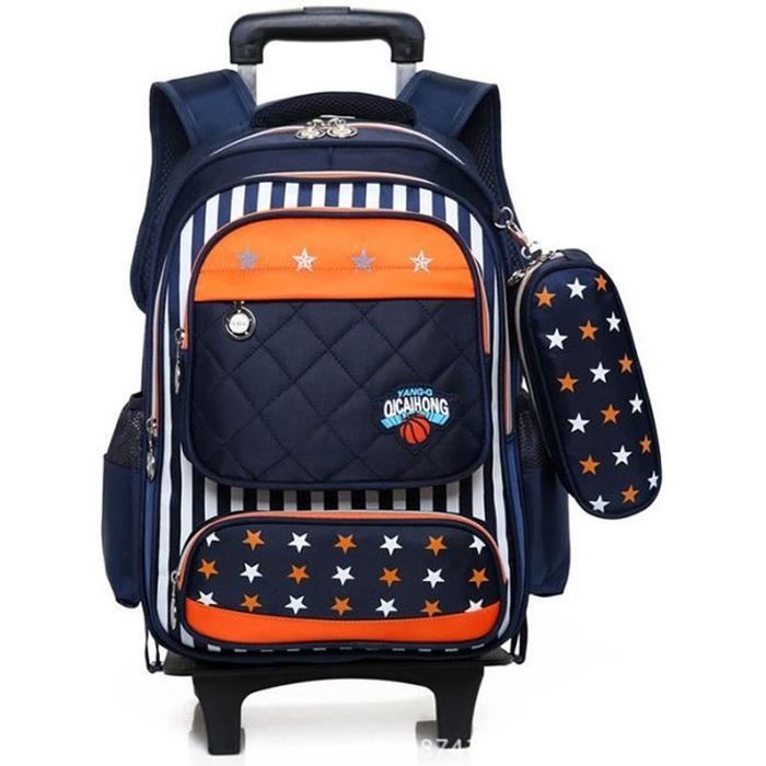 Sac à Dos à Roulettes Pour Enfants 6-12 Ans - 2 En 1 Trolley Et Sac à Dos, Imperméable, 6 Roues