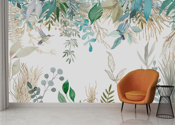 Papier Peint Soie 355x250cm sur mesure taille Fresque Murale 3D Plantes ...