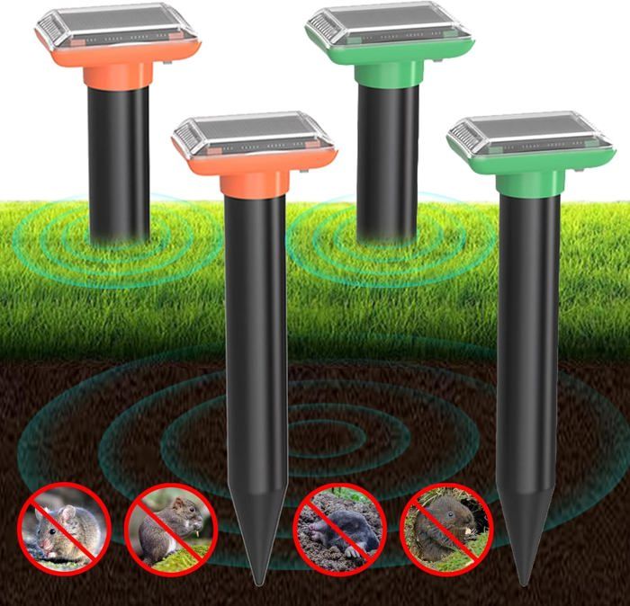 Lot De 4 Répulsifs Solaires Anti-Taupes Et Campagnols - Ultrasons Solaire Efficace
