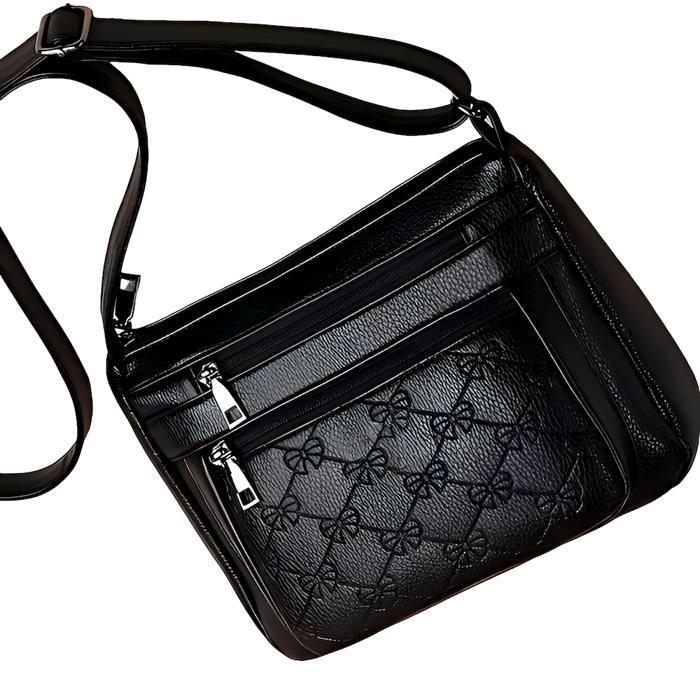 Sac à Main - Femme - Cuir - Noir - Motif - Noeud - Bandoulière Ajustable - 25 x 19 x 11 cm Sac à Main - Femme - Cuir - Noir - Motif - Noeud - Bandoulière Ajustable - 25 x 19 x 11 cm
