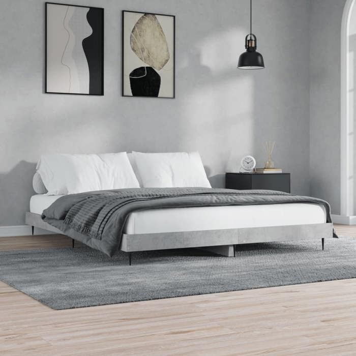 SALE 2025Structure/Cadre de lit - Lit 2 personnes - gris béton - 160x200 cm 27.62 Kg 6463