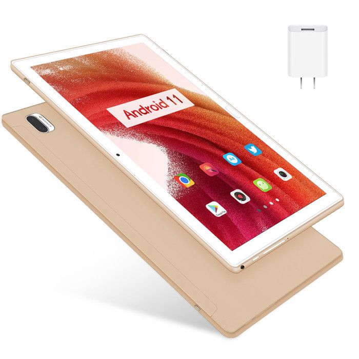 Tablette Tactile 10 Pouces Android 4 Go + 64 Go HD IPS Display WiFi Bluetooth Tablette Pas Cher Or