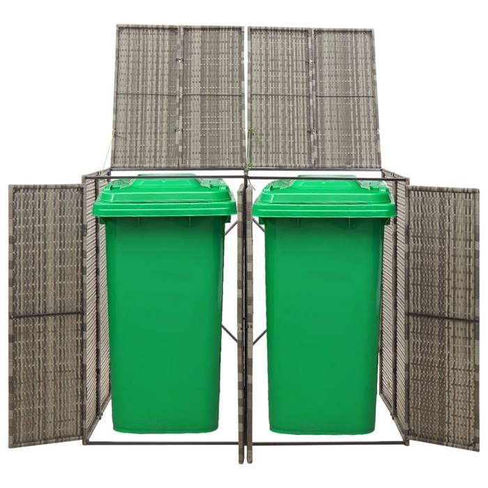 Bonne qualité - Abri pour poubelle - Armoire poubelle - double Gris 140x80x117 cm Résine tressée - MAW46706822