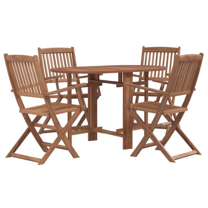 Bonne qualité Salon d'extérieuris Ensemble à manger d'extérieur pliable 5pcs 4 chaises de jardin avec table Bois d'acacia - vue 3