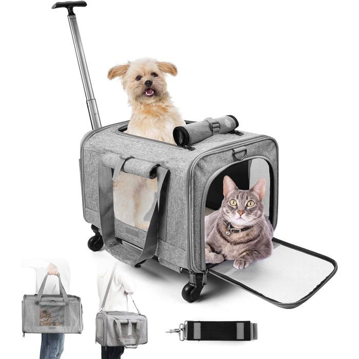Comparer les prix de Sac À Dos Chat Chien Caisse De Transport Chat En Maille Respirant Avec Roulettes Pliable Panier De Transport Caisse De Transport