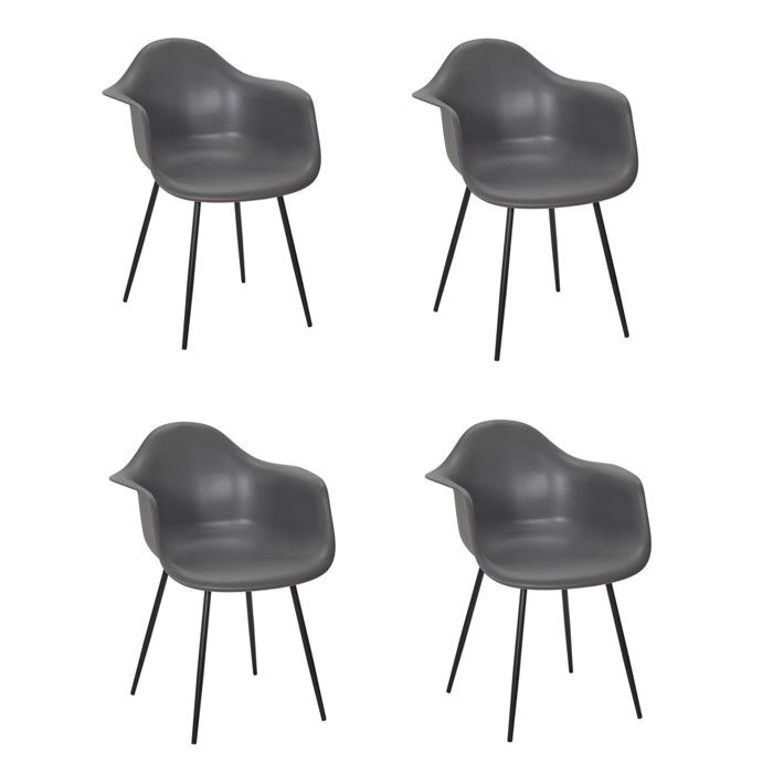 Toilinux - Lot de 4 fauteuils GUSTAV - Gris foncé