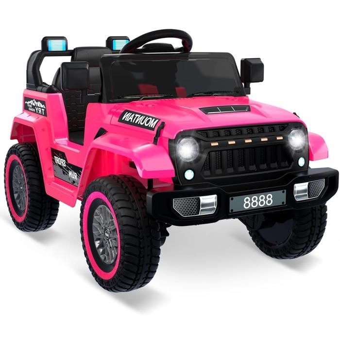 Voiture Électrique Enfants - PROMIRACAL - 2 Modes de Conduite - Suspension à 4 Roues - Musique & Lumières LED - Style Camion - Rose