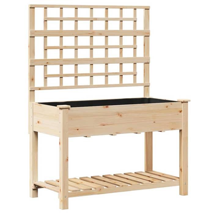 Réduction - Jardinière avec treillis - Bac à Fleurs - Moderne et étagère 115x59x152 cm en bois massif de sapin Grand513