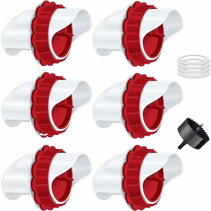 Mangeoire Poules Mangeoire Poule Automatique 6 Ports DIY Mangeoire à volaille Gravité Kit pour Seaux Tonneaux Bacs