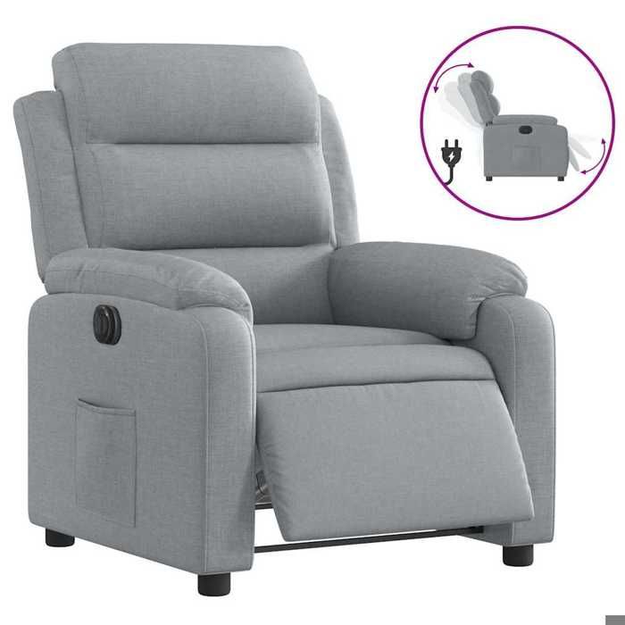 CHIC Fauteuil inclinable électrique Gris clair Tissu - 75x92 5x100 cm 212625 S11