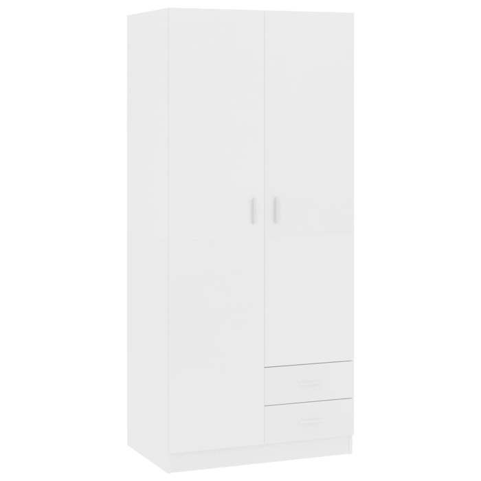 Blanc Garde-robe CLARENCE Armoire penderie Pour chambre Blanc 80x52x180 cm Bois d’ingénierie LV1564