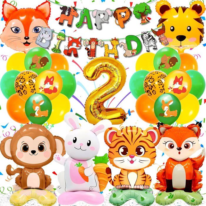 Lot de 40 serviettes de fête au thème de la jungle, pour anniversaire d'enfant, décoration d'animaux de la forêt, serviettes carrées pour anniversaire d'enfant, vacances, serviettes de fête