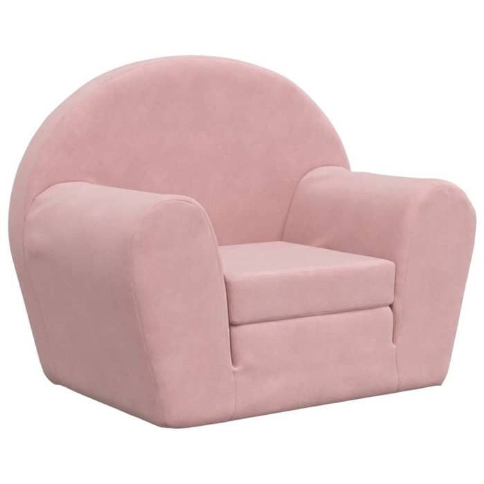 Canapé-lit pour enfants - vidaXL - Peluche douce - Rose - 57x(34-90)x45 cm - Housse amovible - 2 en 1 - Mousse épaisse