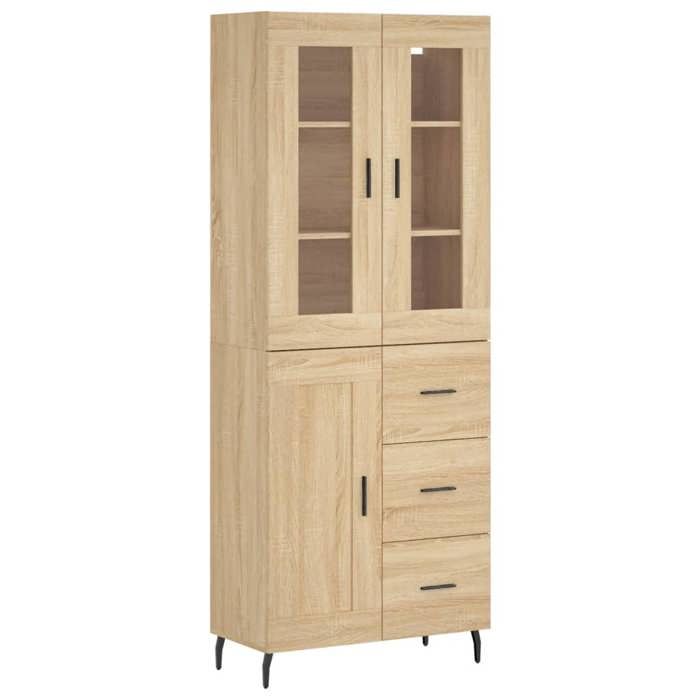 SALE 2026Buffet haut - Armoire haute vitrine - WINWIN - Chêne sonoma 69 5x34x180cm - bois dingénierie 57.2 Kg 2545112