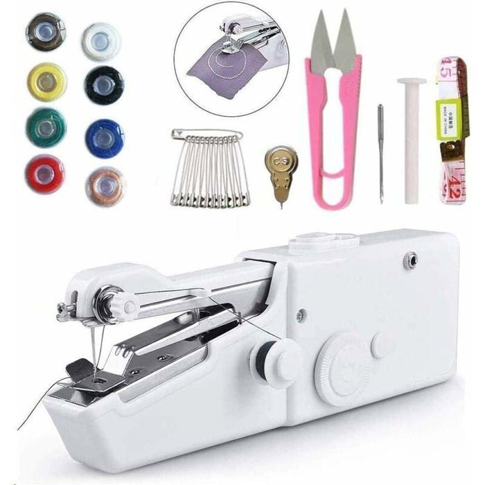 Mini machine à coudre portable - OKZ® - Électrique - Facile à utiliser - Pour débutants - Accessoires inclus - 8 bobines