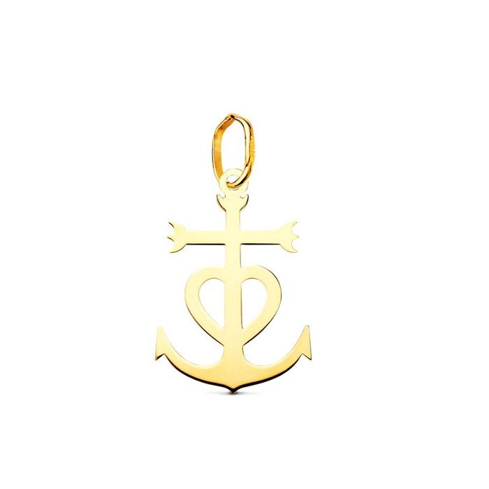 Pendentif croix Carmarga en or 18 carats 17 mm finition lisse et polie