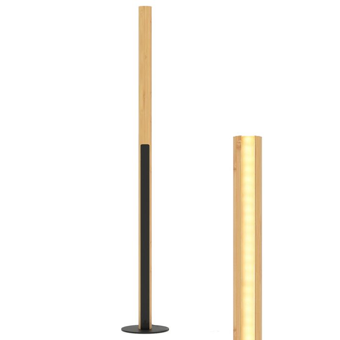 Lampadaire sur Pied Bois de Bambou 122CM COSTWAY-3 Températures de Couleur-Mémoire-Patin Antidérapant en EVA-Lumière LED Dimmable
