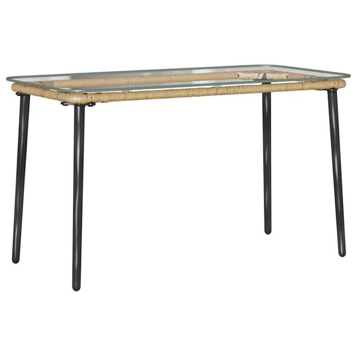 Table de jardin en polyrotin - vidaXL - Naturel - 80x40x45 cm - Polyrotin - Cadre en acier - Résistant aux intempéries