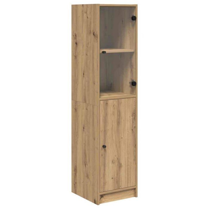 Buffet haut en bois dingénierie - vidaXL - Chêne artisanal - 35x37x142 cm - 2 portes - Étagères spacieuses