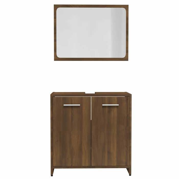 Soldes Printemps Meubles de salle de bain - SOLOMOON - Meuble wc - Chêne marron Bois dingénierie SSS1892