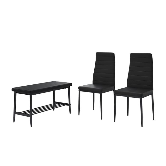 Banc et chaise Grand 85x46.5cm Set de 3 pièces Noir Vicco 51759 Banc et chaise Grand 85x46.5cm Set de 3 pièces Noir Vicco 51759