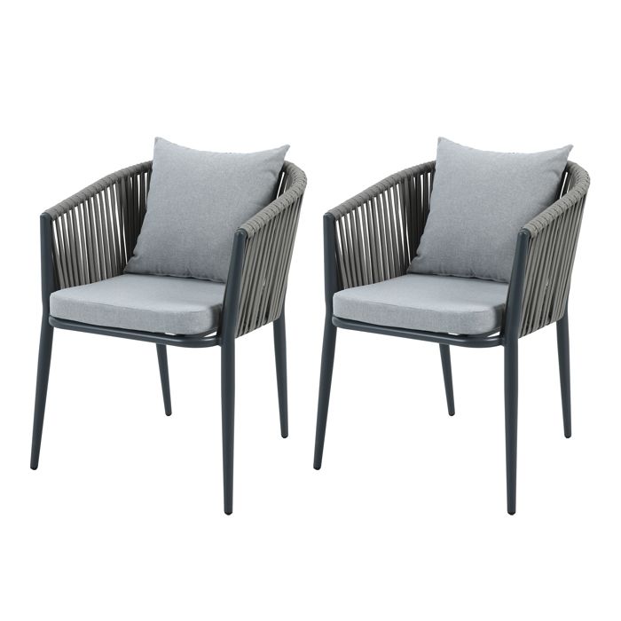 AXI Faye Ensemble de 2 Chaises de Jardin Anthracite Aluminium/Polyester et Cussins dAssise en Oléfine Supporte jusquà 120 kg AXI Faye Ensemble de 2 Chaises de Jardin Anthracite Aluminium/Polyester et Cussins dAssise en Oléfine Supporte jusquà 120 kg