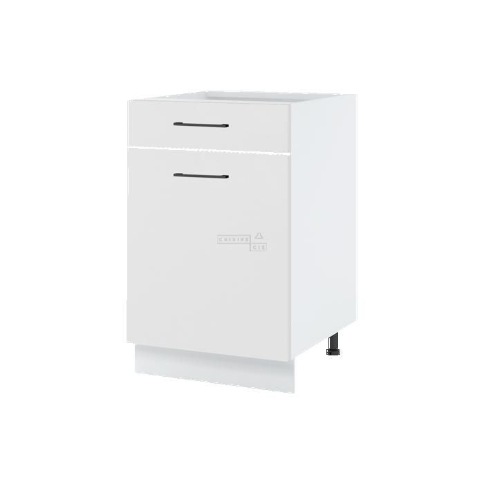 Meuble bas de cuisine Lovia Blanc Mat 1 porte 1 tiroir L 60 cm - Cuisineandcie