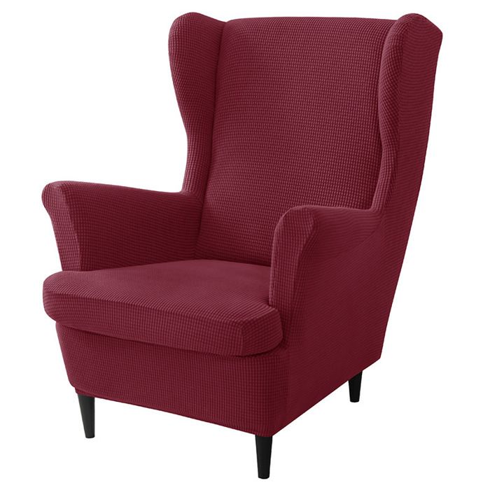 Lot de 2 Housses de Protection pour Fauteuil à Oreilles - Couleur Unie - Ailes arrière - avec Fond élastique - p HOUSSE DE FAUTEUIL