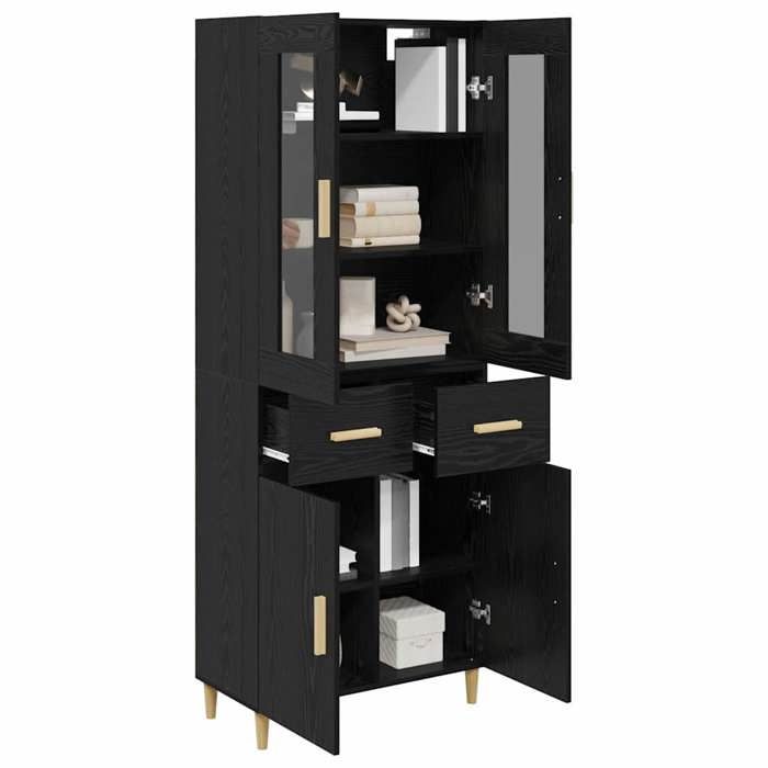 Vaisselier de cuisine - Noir - Haut Armoire - SWEETY - avec rangement - Chêne noir 695x34x180cm - Bois dingénierie LH8660726